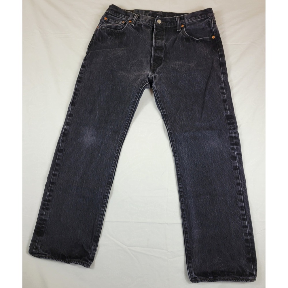 Levis 501 Original Fit Black Faded Denim Jeans Mens 34x29 Button Fly 00501-0660
